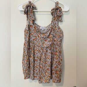 Gilli Floral Tank Top - Blue and Orange